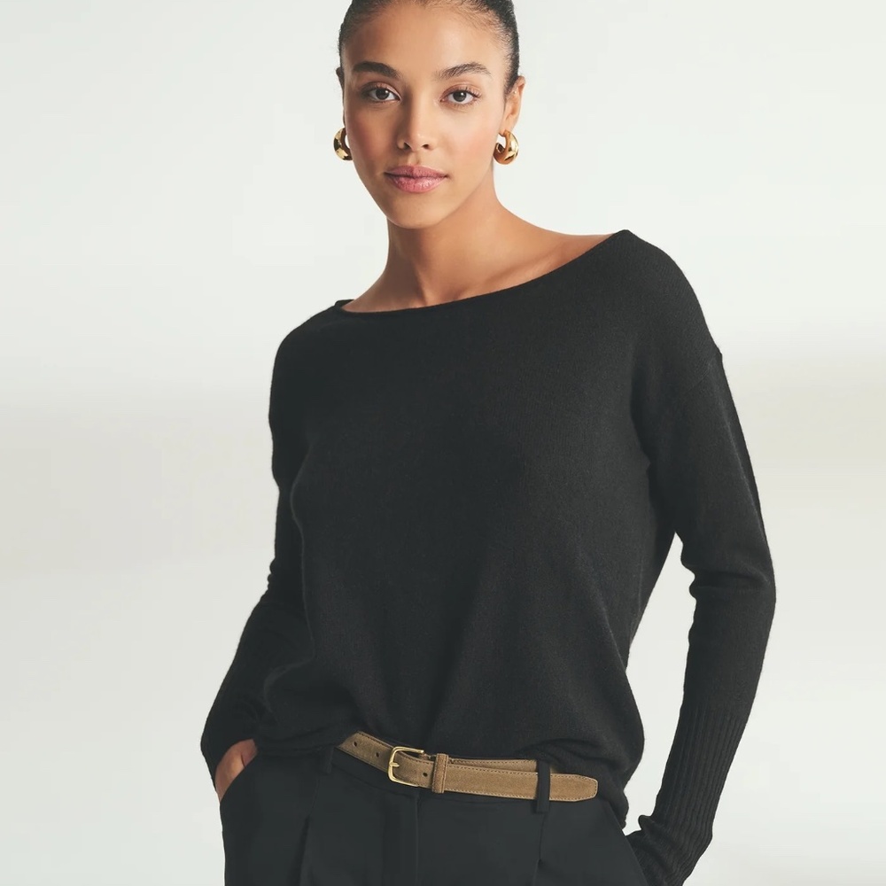 Naadam Cashmere Boatneck Sweater Black Size Small